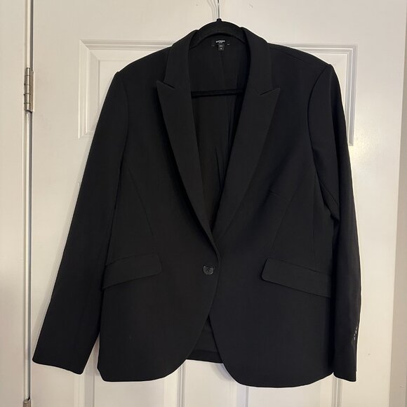 Express Editor Studio Stretch Twill Fitted One Button Blazer - Picture 2 of 5